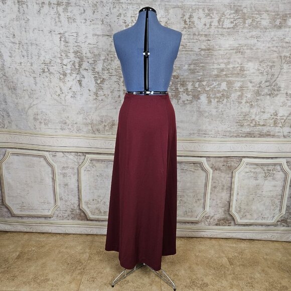 Vintage 1970s Burgundy Maxi Skirt Long Flowy Whimsigoth Medium Maroon Red VTG - Picture 4 of 8